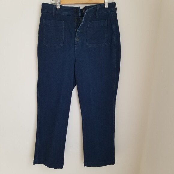 NYDJ Marilyn Straight Size 14 Jeans Button Fly Denim Patch Pocket Sailor Capsule - Picture 1 of 12
